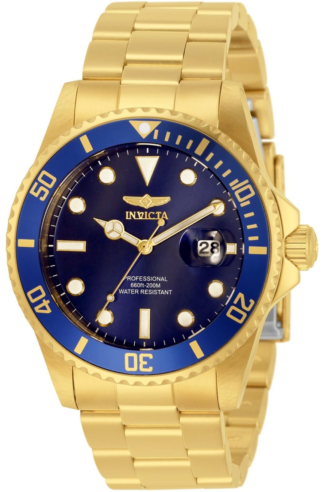 Invicta Stainless Steel Pro Diver Analog Blue Dial Watch for Men - 33270, Gold Band (B08G1VLZ45) Amazon Price History, Amazon Price Tracker