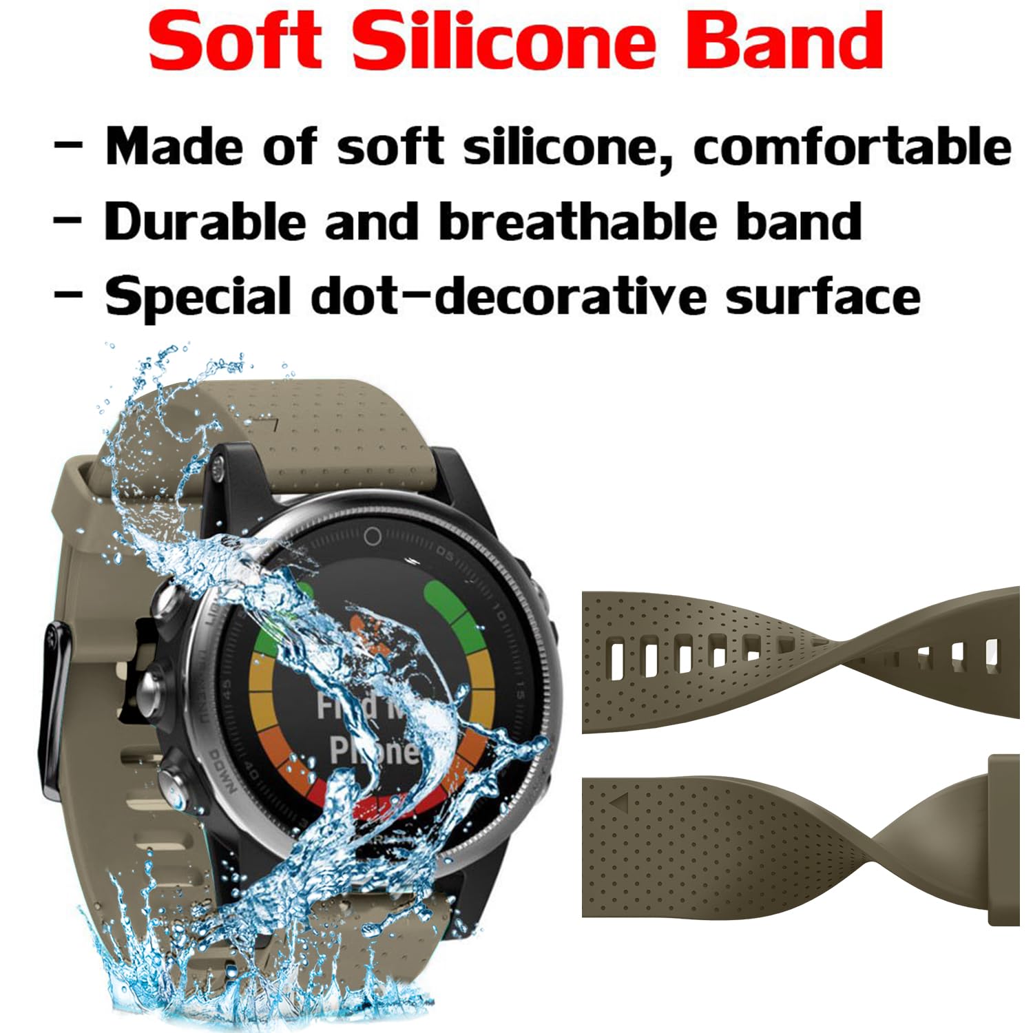 ANCOOL 20 mm leicht anzubringende Silikon-Uhrenarmbänder, kompatibel mit Fenix 5S/Fenix 6S Armbändern für Fenix 7S/Fenix 5S Plus/Fenix 6S Pro/D2 Delta S
