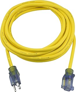 Prime Wire & Cable LT511825 25-Foot 12/3 SJTOW Bulldog Tough Extension Cord with Prime Light Indicator Light, Yellow
