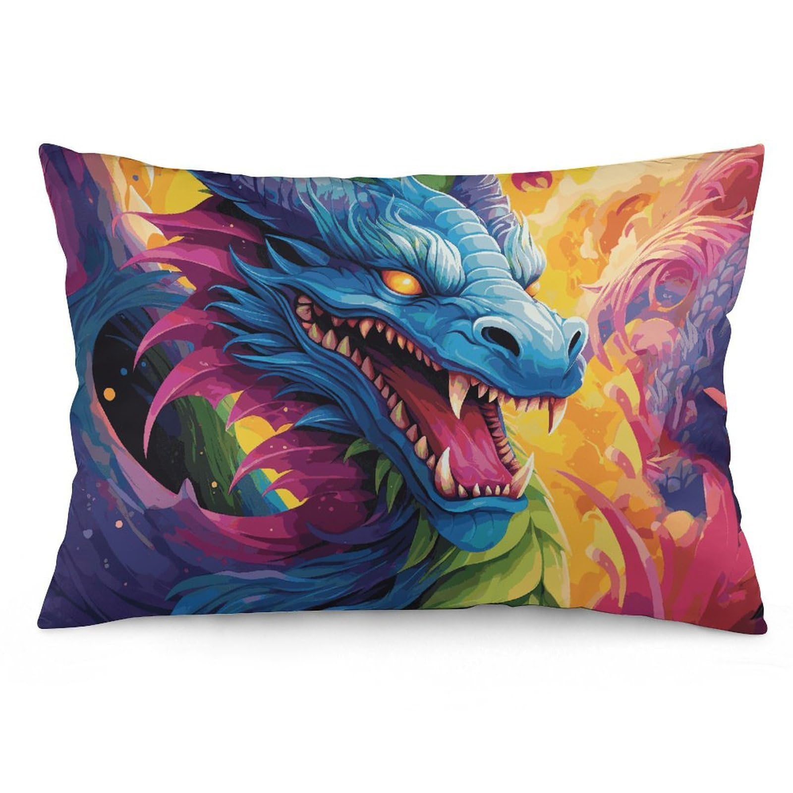 NONHAI 2 Pack Pillow Cases for Hair and Skin, Soft Breathable Pillow Case Covers with Hidden Zipper, Colorful of Dragons Pillowcase 16 "x24 Pillow Covers for Sleeping Gift