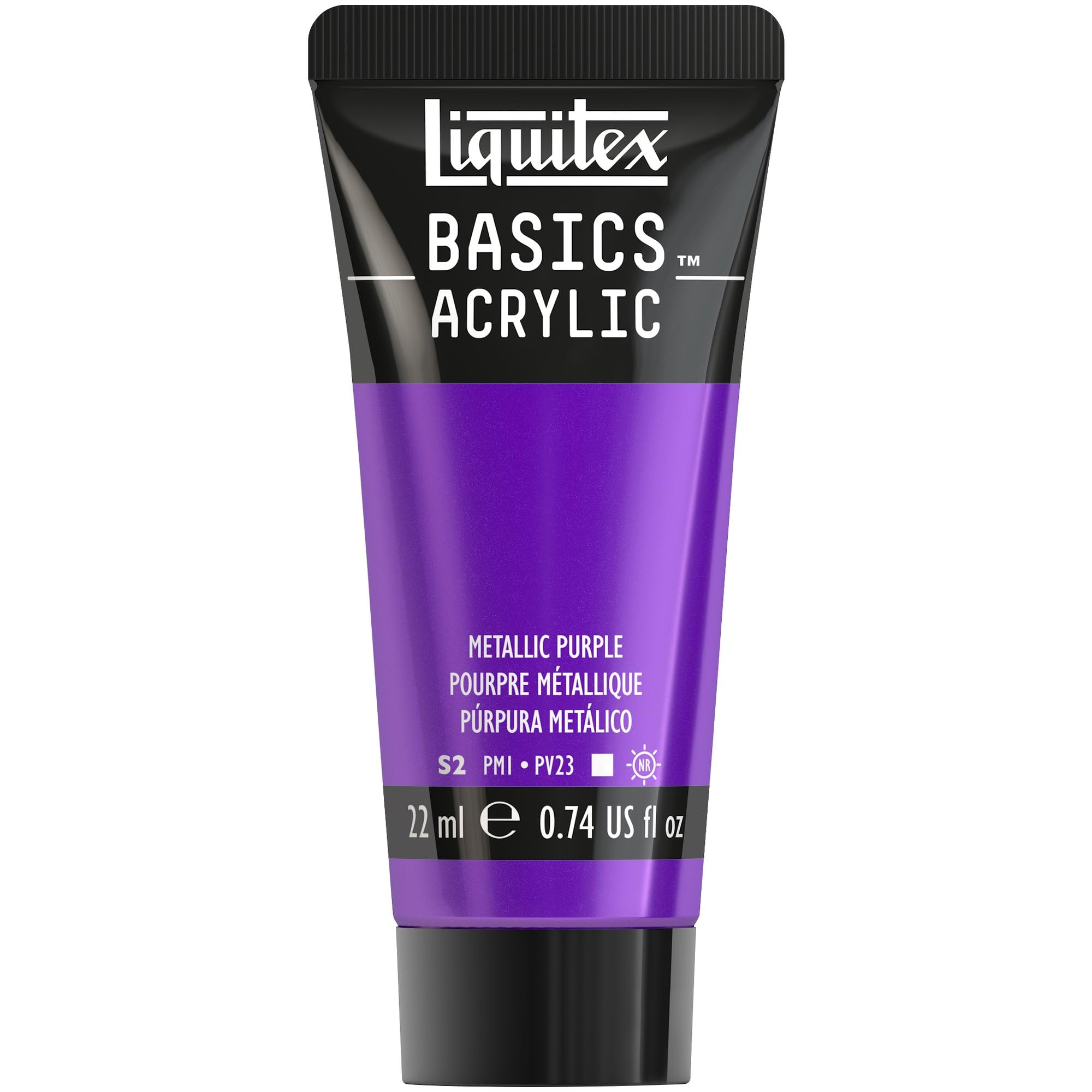 Liquitex 1058340 Basics Acrylic Paint 22 ml - Metallic Purple - Artist Acrylic Paint, Highly Pigmented, Lightfast, Medium Viscosity, Silk Gloss, Opaque - Ideal for Canvas, Wood & Paper