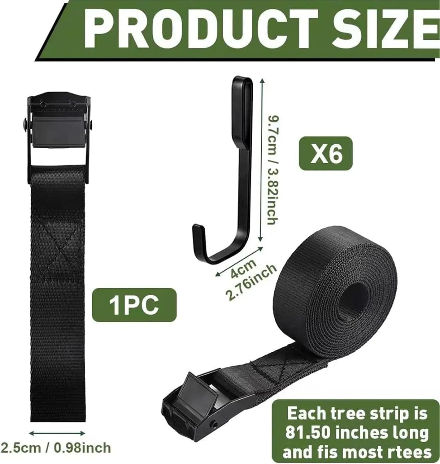 Tree Stand Gear Hanger Webbing Tree Rack Hanger (3 Sets) – Versatile Accessory Bracket to Hang Hunting Bow Bag, Binoculars & Saddle