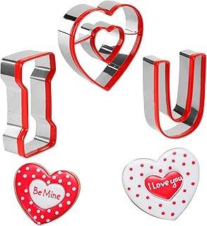 Sponsored Ad - Valentines Cookie Cutter Set of 3, Stainless Steel I LOVE U Cookie Cutters, Valentine's Day Heart Cookie Cu...