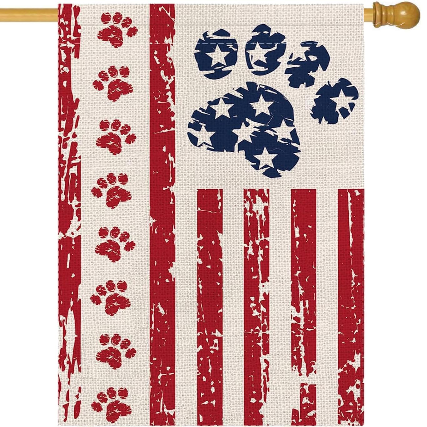 Bandera patriótica exterior que no se desgasta para el jardín del 4 de julio con diseño de perro 7