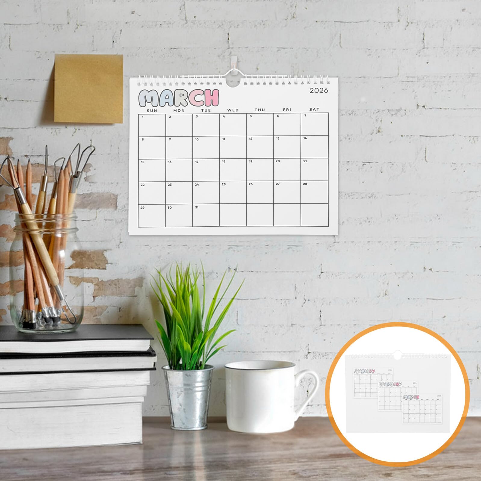 5 Pezzi Calendario da Parete 2026 Grande Mensile a Spirale Planner Mensile da Parete Ampio Spazio di Scrittura Calendario da per Casa Ufficio e Studio
