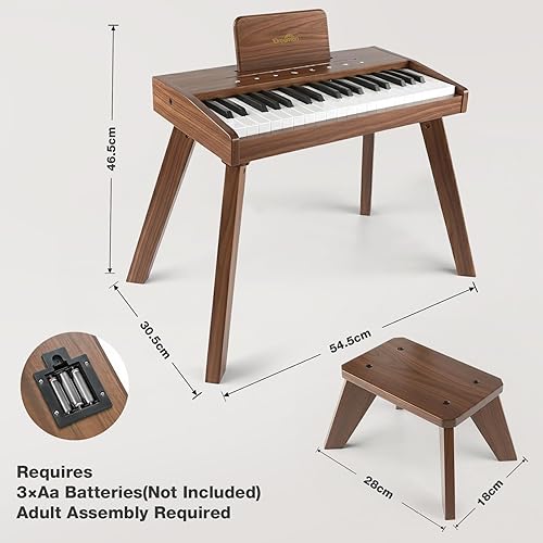 Miniatura 7 de Dreamon Teclado de piano digital para niños, juguete de instrumento educativo musical, piano de madera para niñas y niños a partir de 3 años,