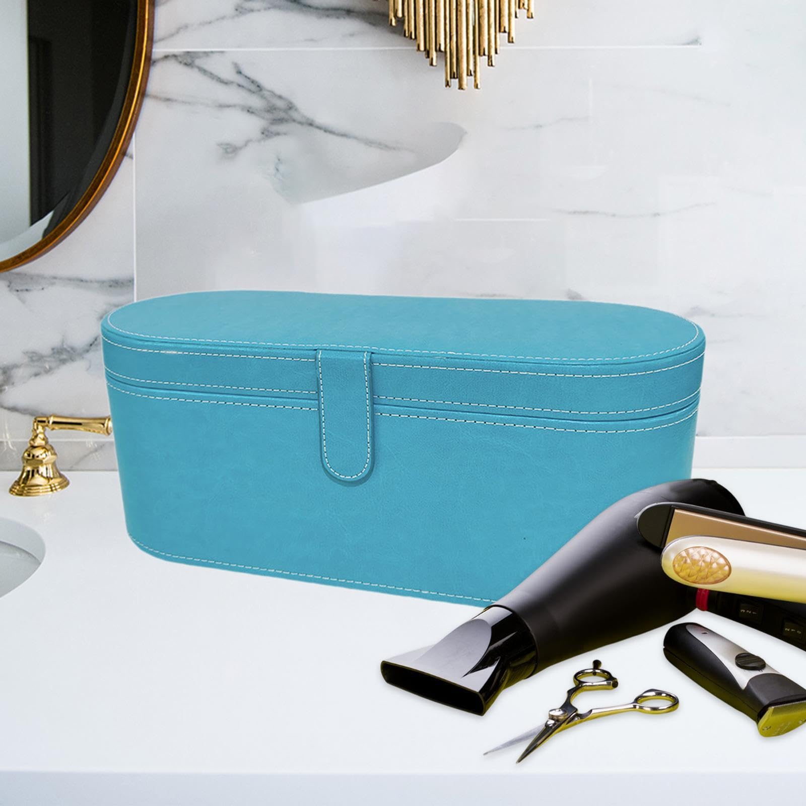 HEAVENGLOW Hard Case for Hair Dryer Compact Waterproof Hairdryer Holder for Travel Blue-image-20