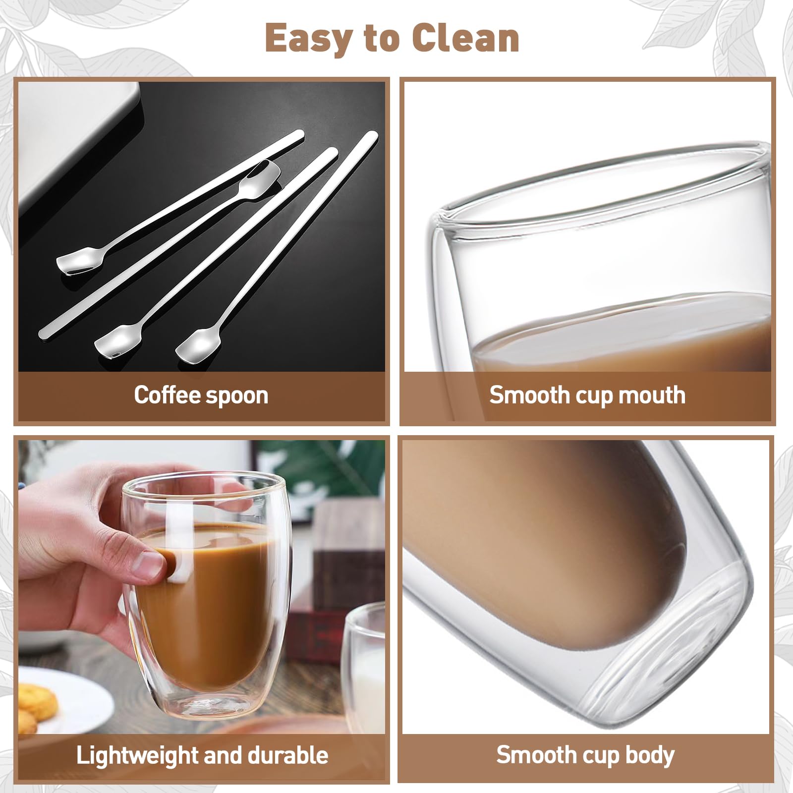 Latte Macchiato glazen, dubbelwandige espressokopjes, set, 6 x 80