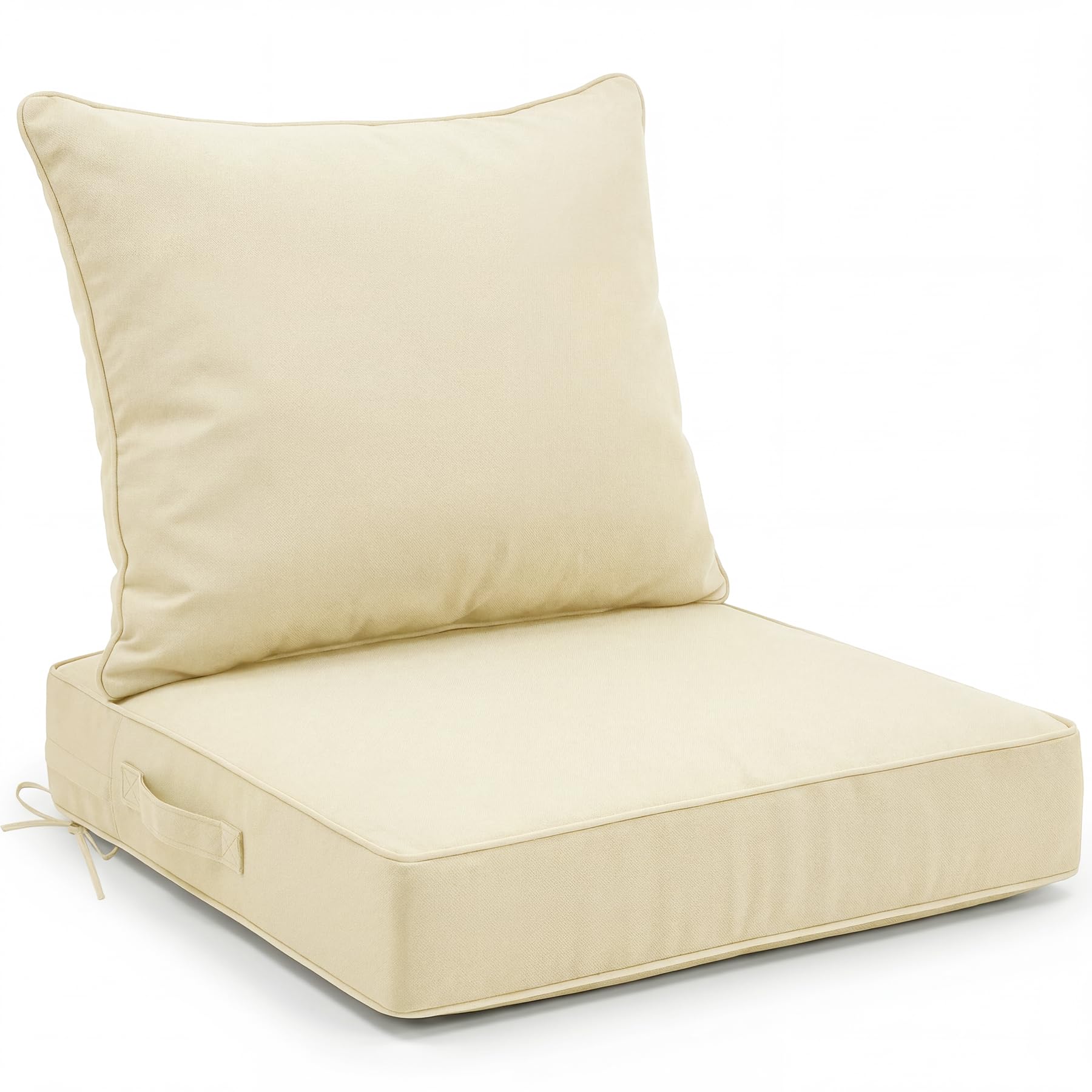 Photo 1 of JKPOULERA Outdoor Chair Cushions 22x22Inch, 4 Inch Thick Patio Seat Cushions with Water Repellent & Long Lasting Color Removable Cover, Tie Straps and Carry Handle for Patio Dining & Lounging (Beige)