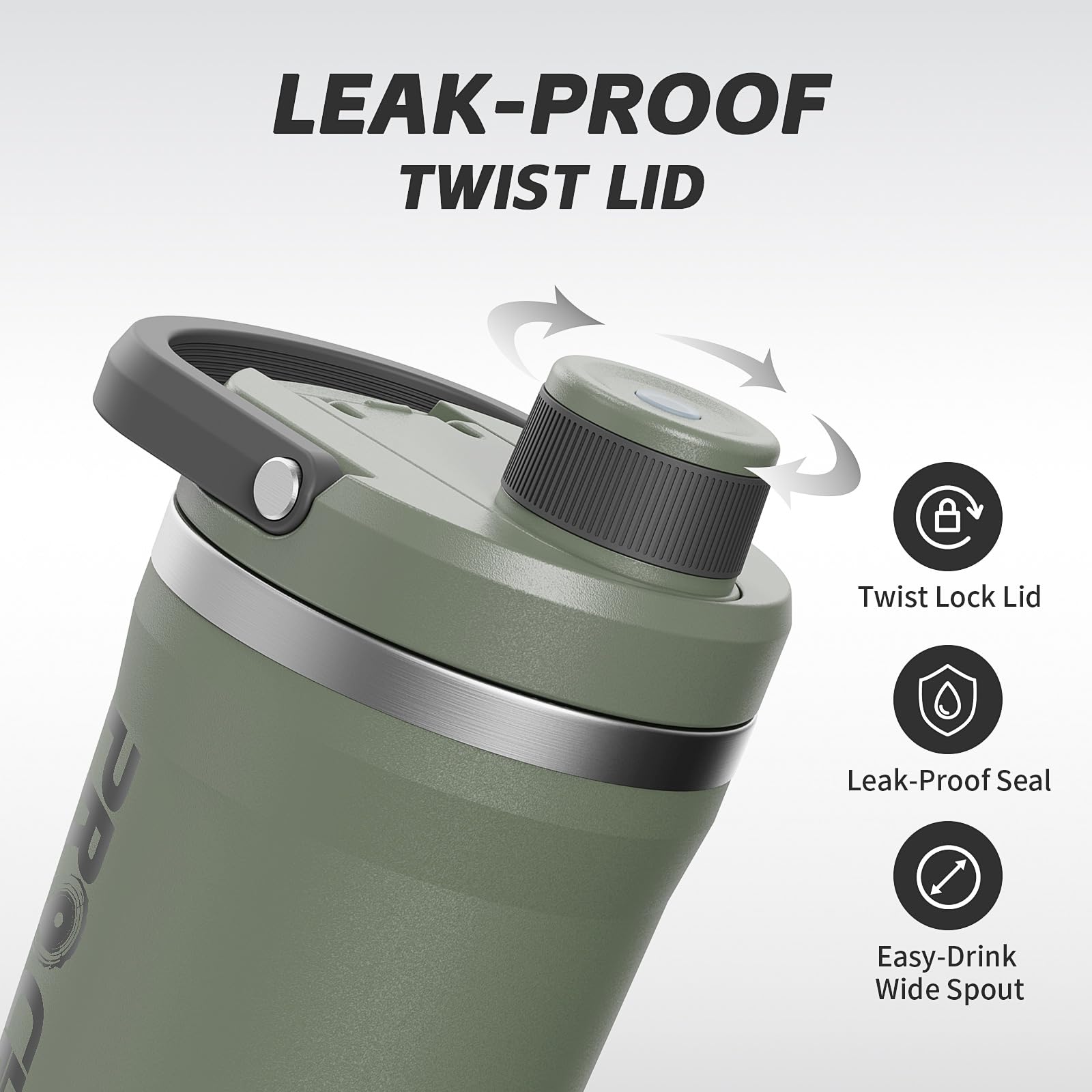 PROCHAIN Insulated Stainless Steel Protein Shaker Bottle, 20oz Metal Mixer — Amazon image 3