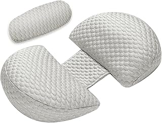 Pregnancy Pillow for Sleeping, Side Sleeper Soft Pregnancy Body Pillow Support for Back, Belly, Hips, Legs of Pregnant Women, Maternity Pillow with Detachable and Adjustable Pillow Cover (Cool Grey)