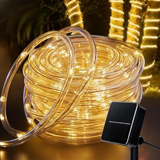 200 LED Solar String Lights Outdoor Waterproof 72 FT Warm White Rope Lights with 8 Modes, Solar Outdoor Lights for Garden Patio Christmas Halloween Decor