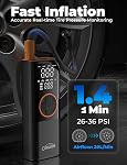 Oasser Tire Inflator Portable Air Compressor Dual-Power 6X Faster 150PSI Electric Tire Pump Cordless Air Pump for Car Tires Motorcycle Bike Ball, LCD Display, LED Light, 12V DC Cord, Storage Bag
