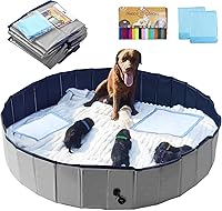 Artilife Whelping Box for Dogs Birthing - Foldable Puppy Whelping Pool Pen Kit with Pee Pads & ID Collars
