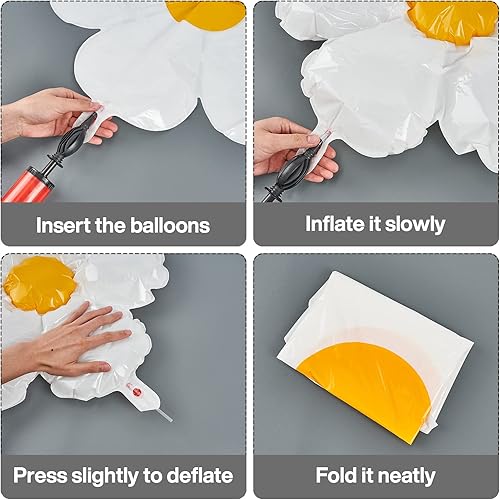 Miniatura 4 de PartyWoo 140 guirnaldas de globos de margarita, paquete de globos azul rey, globos blancos y globos de flores de margarita de aluminio para