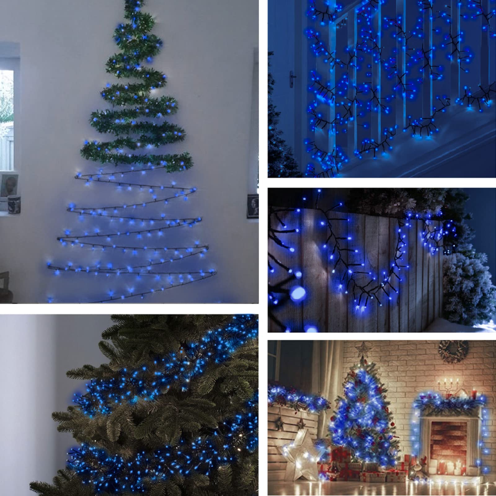 Luccika Guirlande LED Intérieur/Extérieur, 8 Modes d'Éclairage, Contrôleur 31V avec Mémoire, IP44 Étanche, Câble Vert, pour Noël, Fêtes et Décorations (Bleu, 25M 500LED)