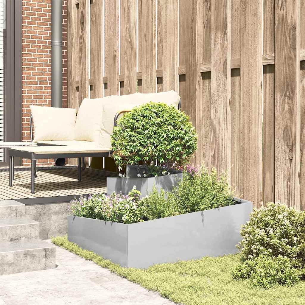 Fioriera moderna in acciaio – Vaso da giardino argento 80 x 80 x 50 cm in acciaio laminato a freddo con finitura metallica per terrazza ed esterni