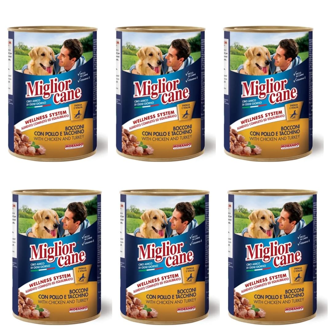 Miglior Cane Umido. 24 scatolette da 405gr cibo umido per cani Miglior Cane (Gusto, 4 gusti Ass.)