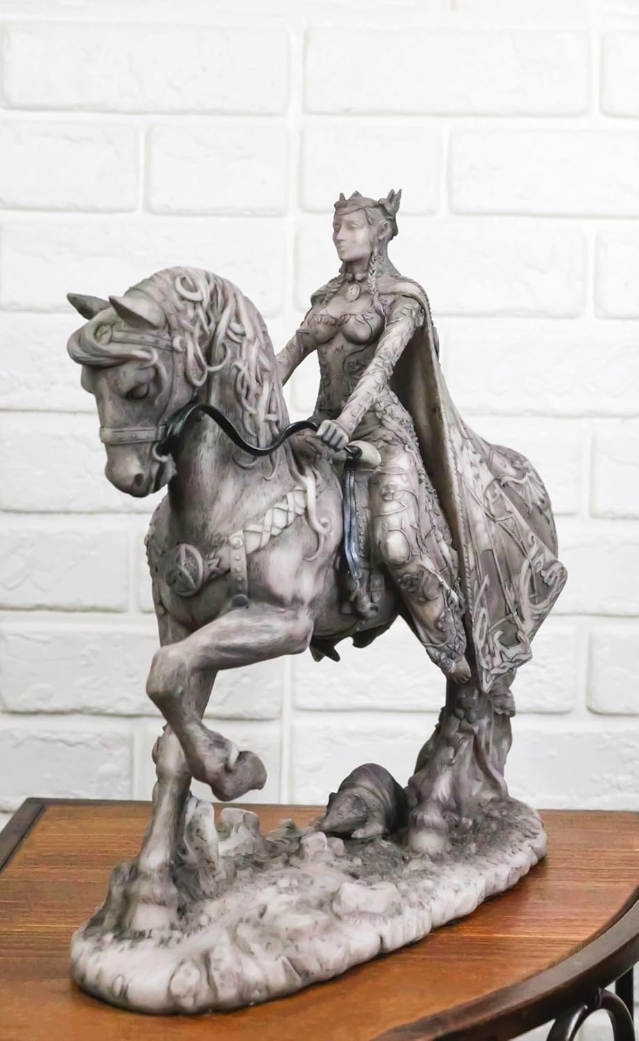 Ebros Gift Celtic Irish Moon Goddess Rhiannon Deity of Magic Divine Queen of Fairies Riding Horse in Arberth Figurine Clay Finish Decorative Accent Counterpart of Epona Deity AOf Fertility