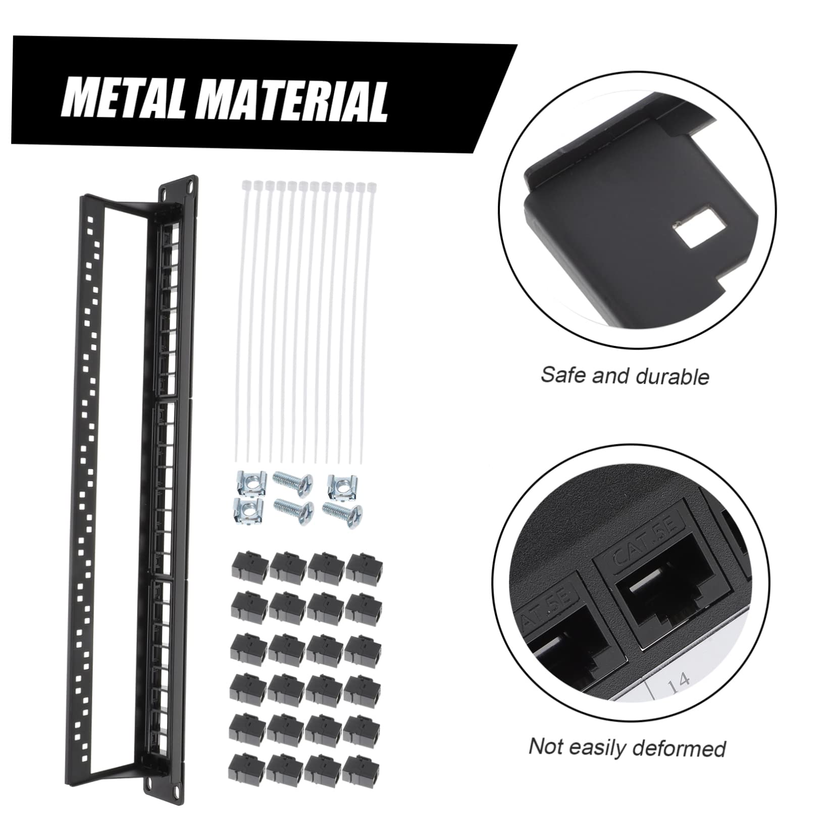 Pannello Patch di Rete 24 Porte Cat 5e Nero in Plastica