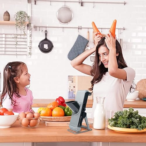 Miniatura 4 de Cortador de verduras, para patatas, verduras, carne, cebollas, mandolina, juliana, rebanadora de mandolina para cocina con contenedor, ajustador de