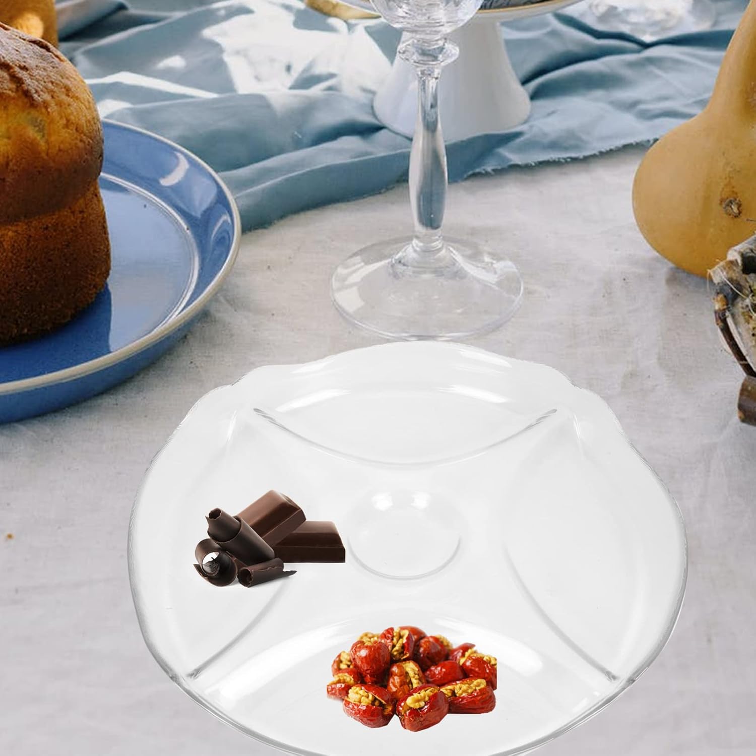 Multi-grid Compartment Food Serving Plate Snack Storage Tray for Fruits Nuts and Desserts Elegant Nordic Design for Home Entertaining and Picnics