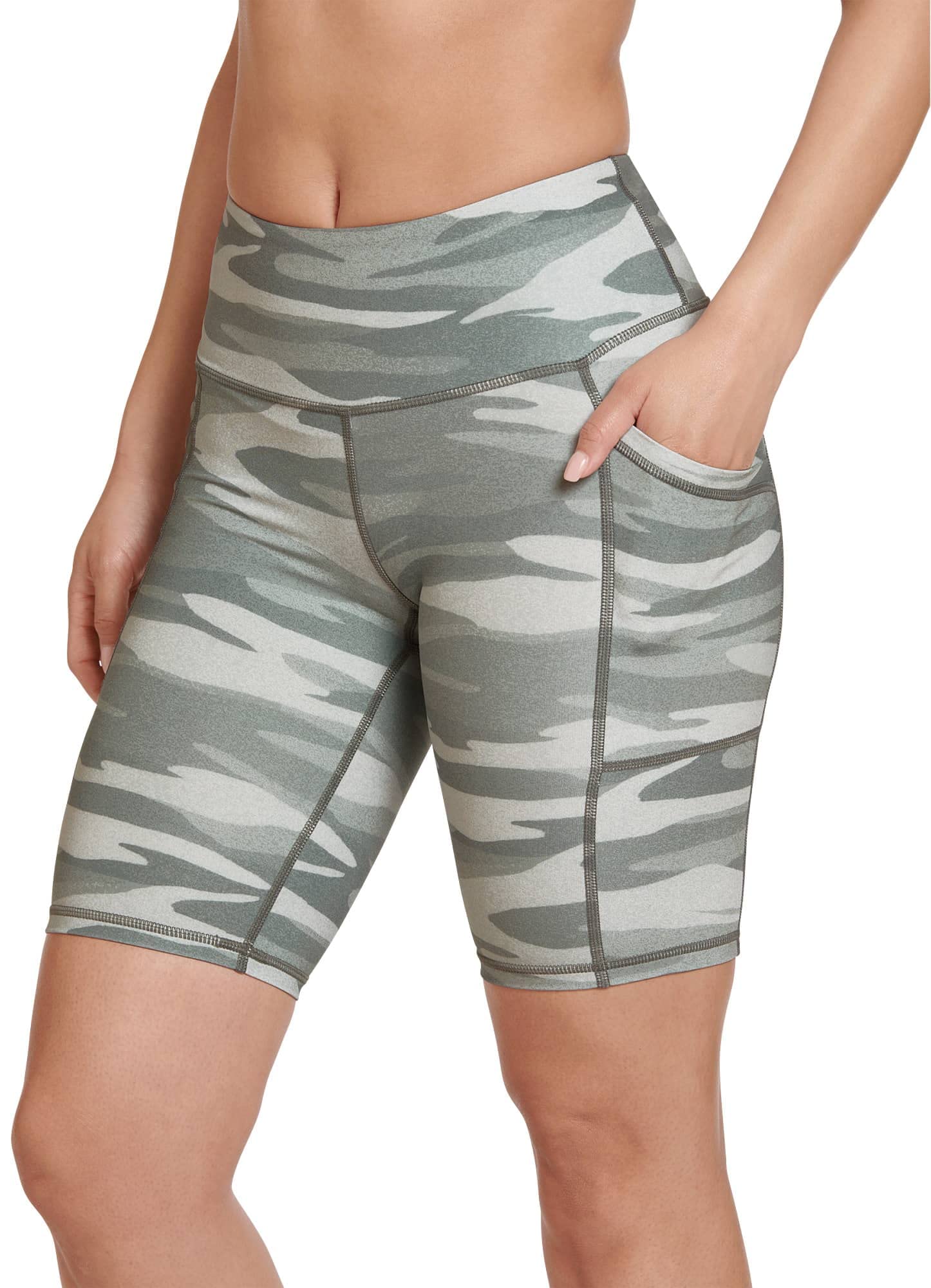 Jockey Women's Activewear 360 Stretch Performance 9" Bike Short, Textured Ease Camo, 1X