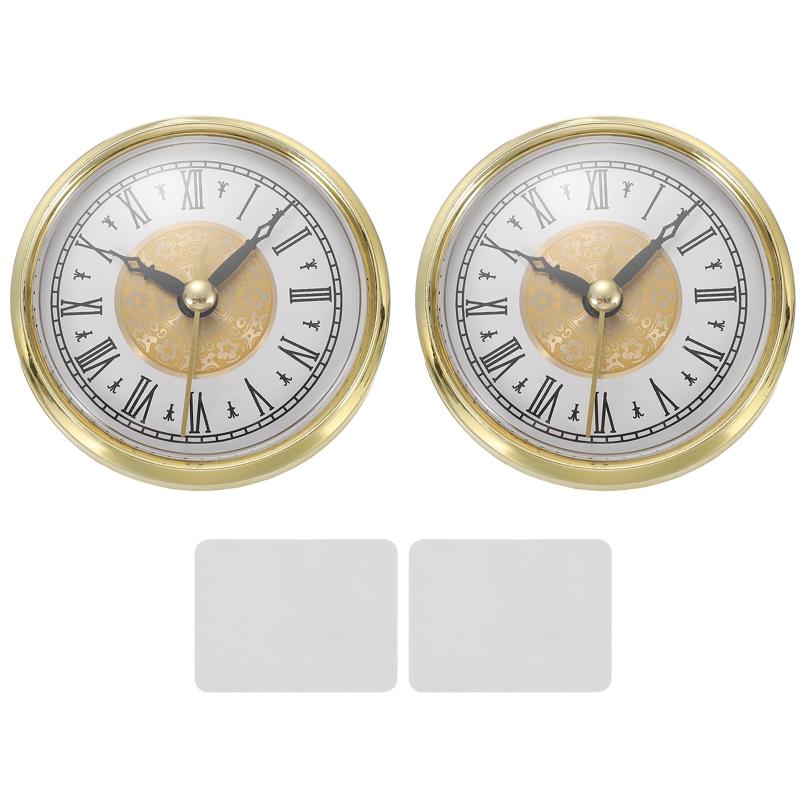 PATIKIL 2 Set Classic Clock Movement, 3.1 Inch/80mm Quartz Movement Insert for Office Home Decor Replacement DIY, Gold (Retro Roman Script)