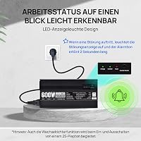 ECO-WORTHY 14,6V 25A LiFePO4 Akkumulátor Töltő 600W Színuszos Inverterrel - 12V-230V UPS Funkcióval, Hálózati Prioritás Kapcsolóval, Autóhoz 5