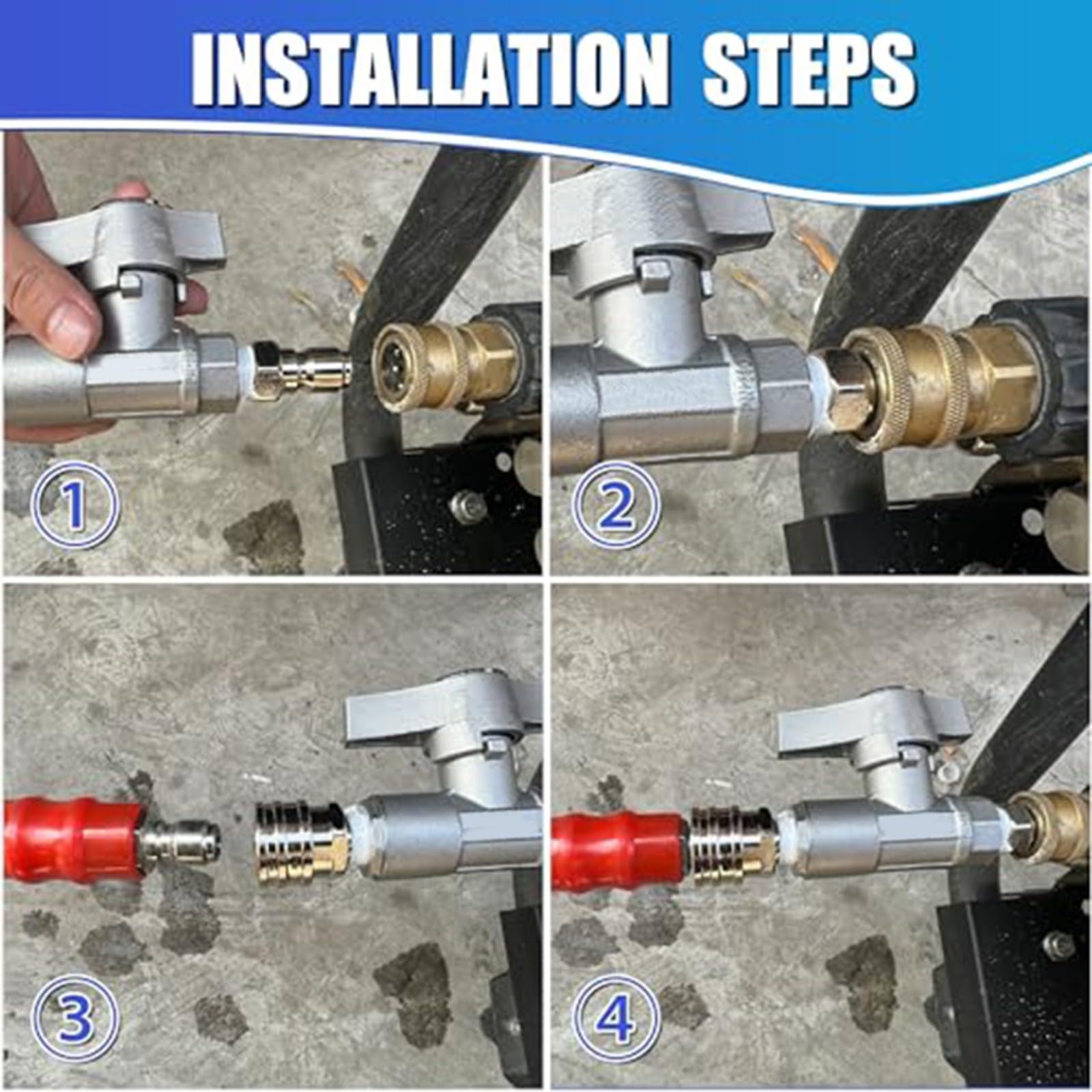 Valvola a sfera in acciaio inox da 3/8" con attacco rapido per idropulitrici fino a 5000 PSI, a prova di perdite e resistente alla ruggine