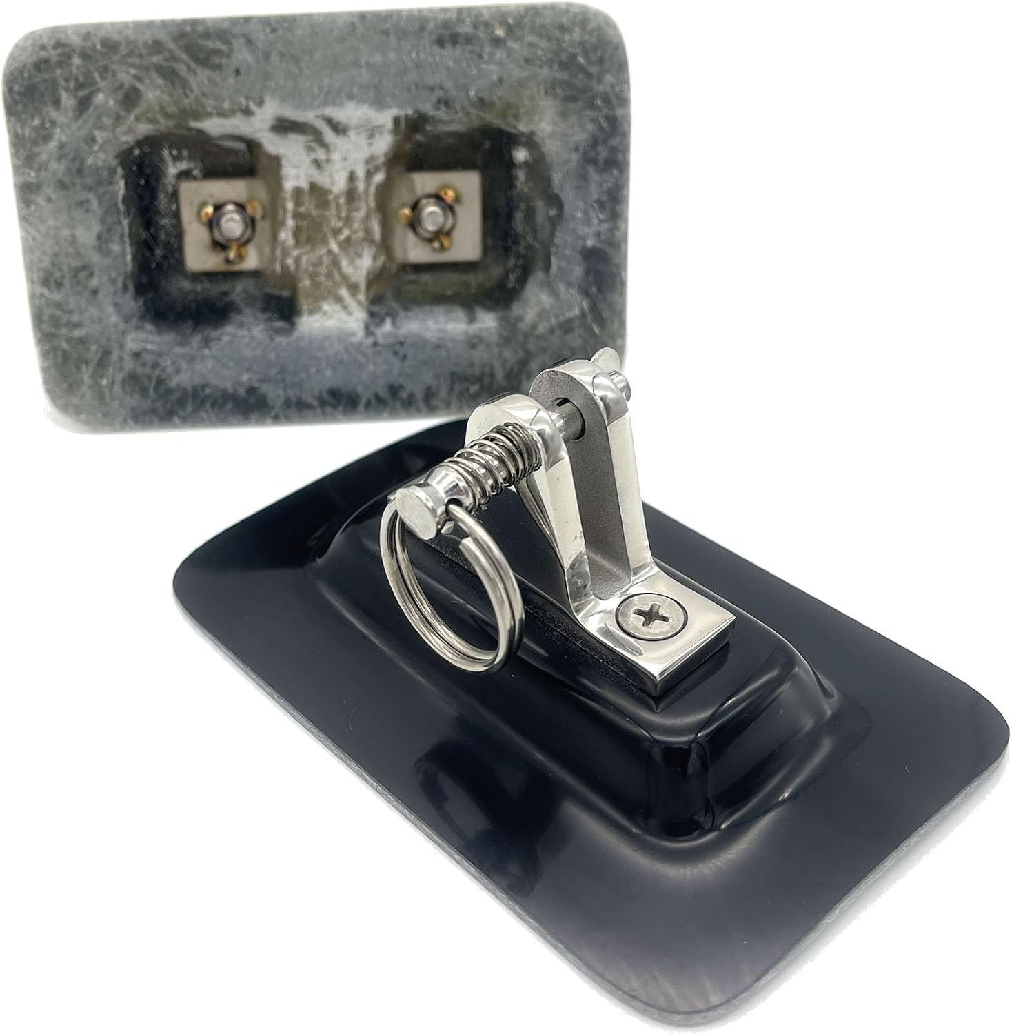 316 Stainless Steel Bimini Top Deck Hinge BiminiTop Fitting Hardware with Fiberglass Base 2-Pc Set for Inflatable Boat