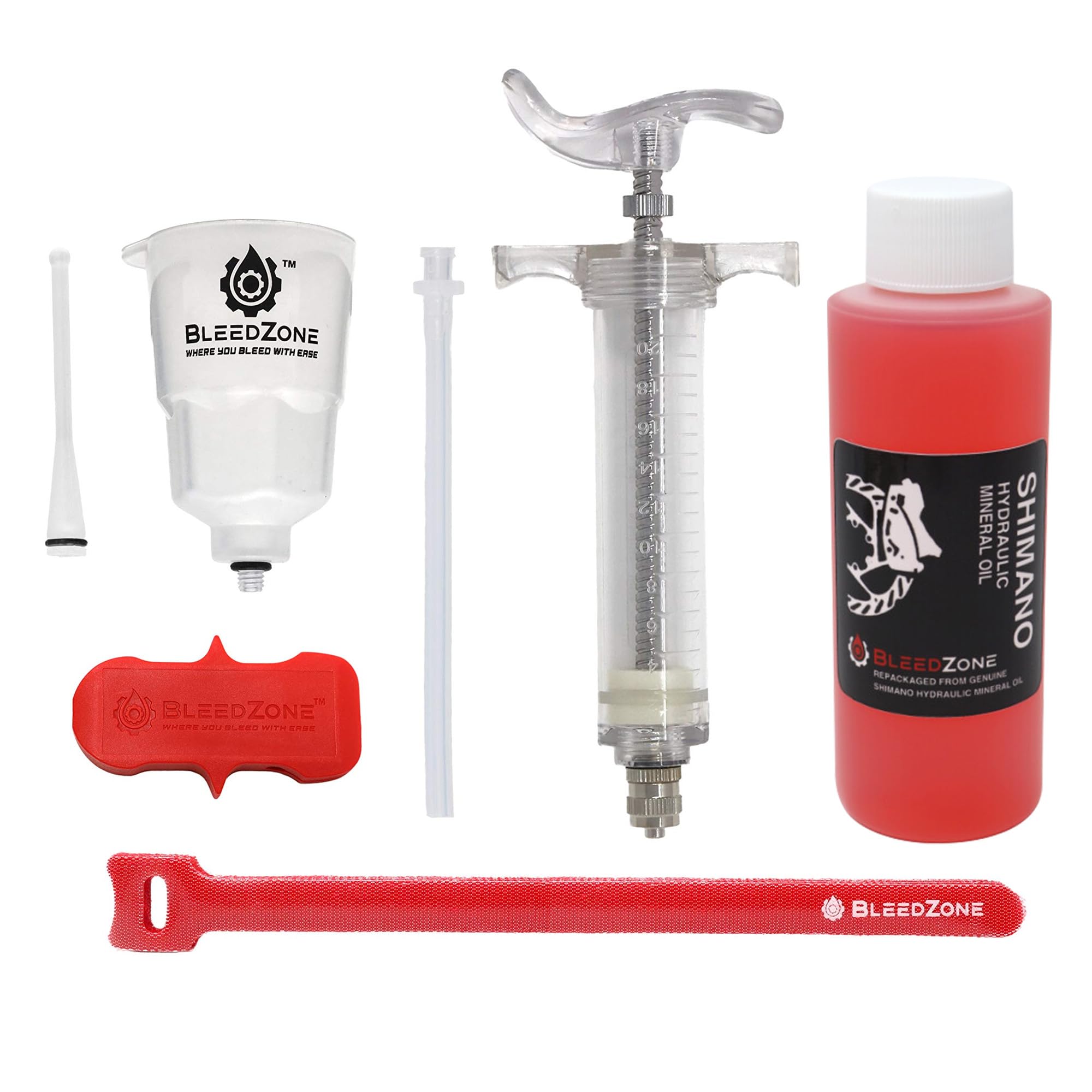 BleedZone Zestaw do odpowietrzania hamulców kompatybilny z Shimano MTB ze strzykawką Pro i olejem mineralnym 120 ml