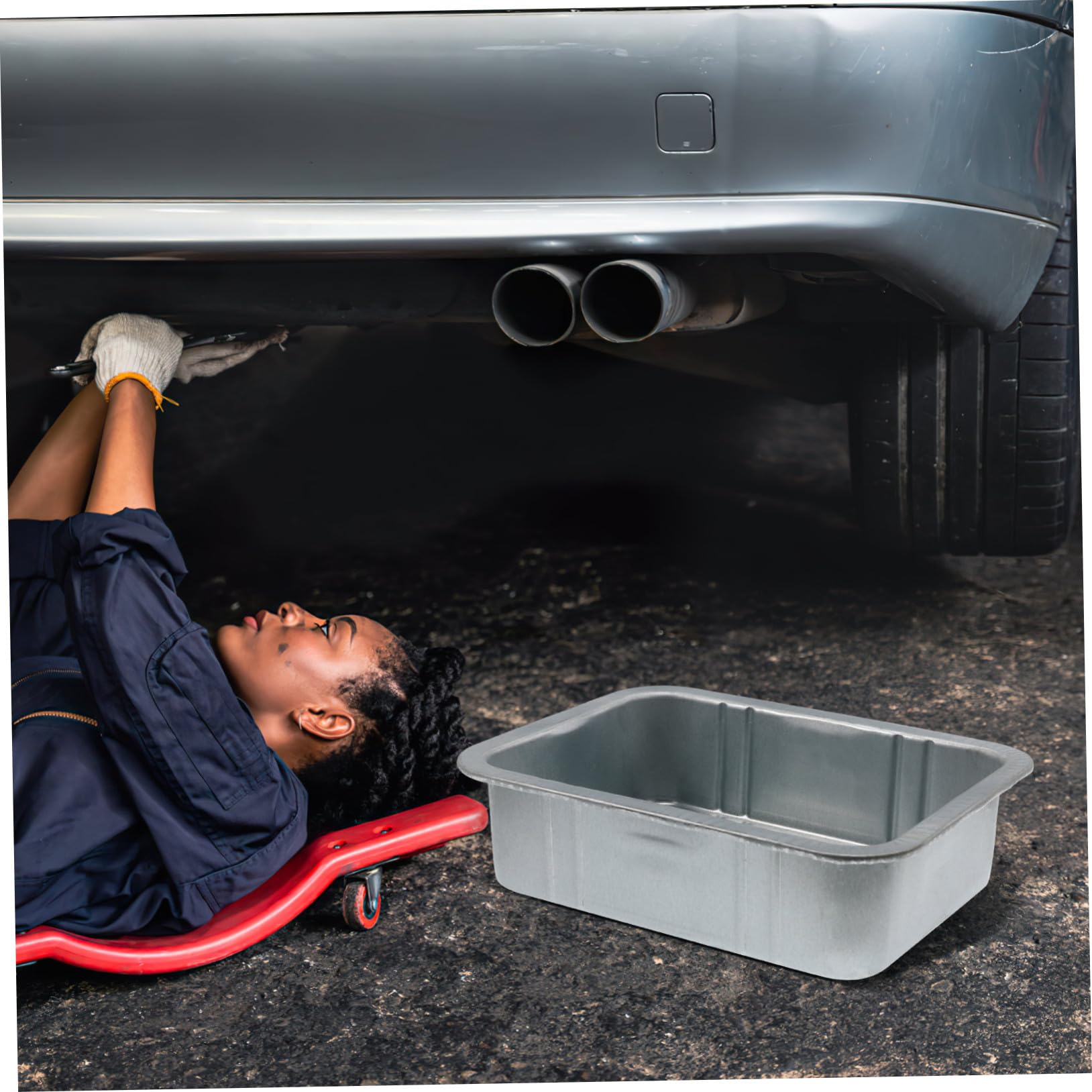 Ciieeo Bac Vidange Récupération Huile Acier D'huile de 5l en Profond Grand Pot Moteur Atelier Réparation Automobile et Carburant