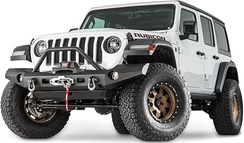 Miniatura 2 de WARN Parachoques delantero de ancho completo de la serie Elite 101337 con tubo protector de rejilla, se adapta a Jeep Wrangler JL (2018-2020) y Jeep