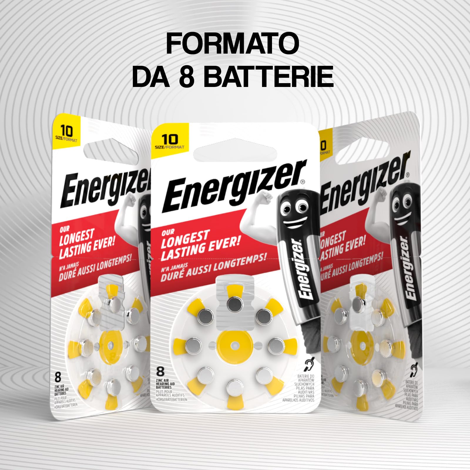 80 Pilas para Audífonos Energizer Tamaño 10 Amarillo sin Mercurio - 10 Paquetes de 8 Pilas