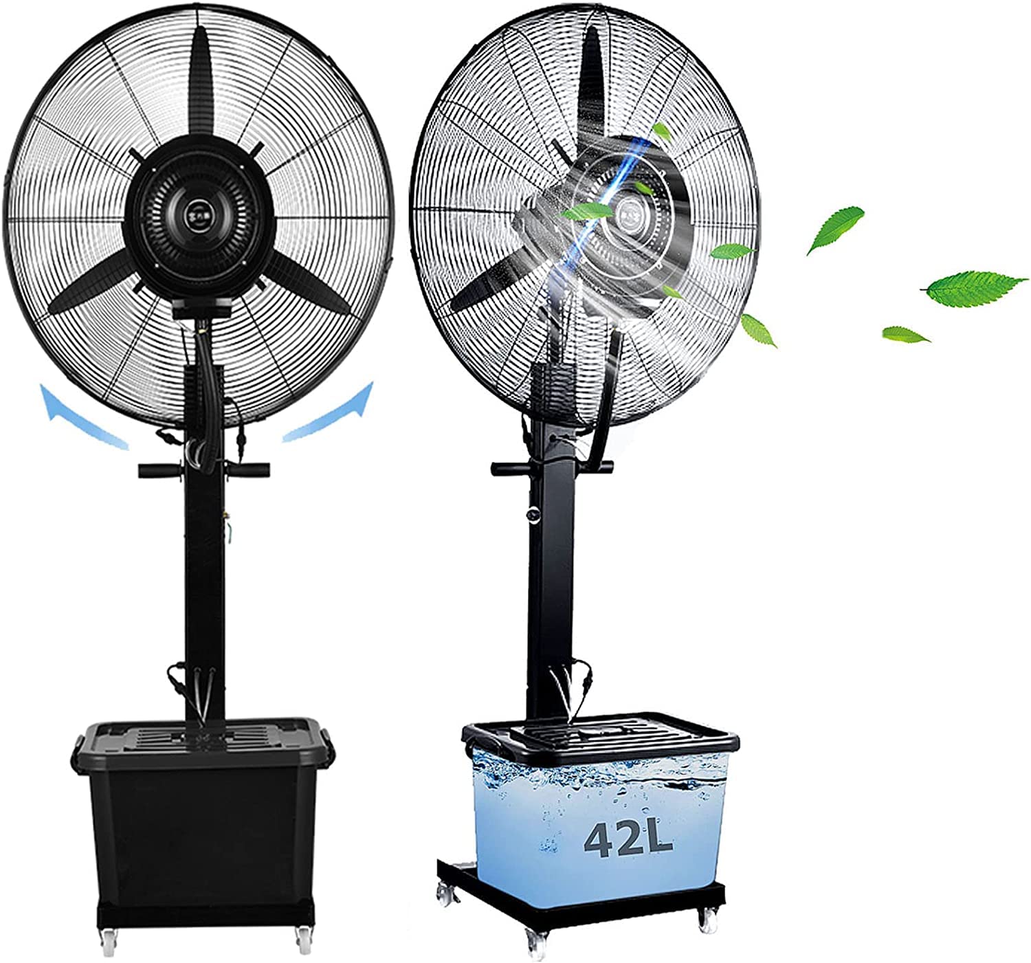 asdchZen Adjustable Misting Pedestal Fan, 90°Oscillating Outdoor Cooler With Mist, Commercial Stand Fan For Restaurant, Shop, Patio, Workspace