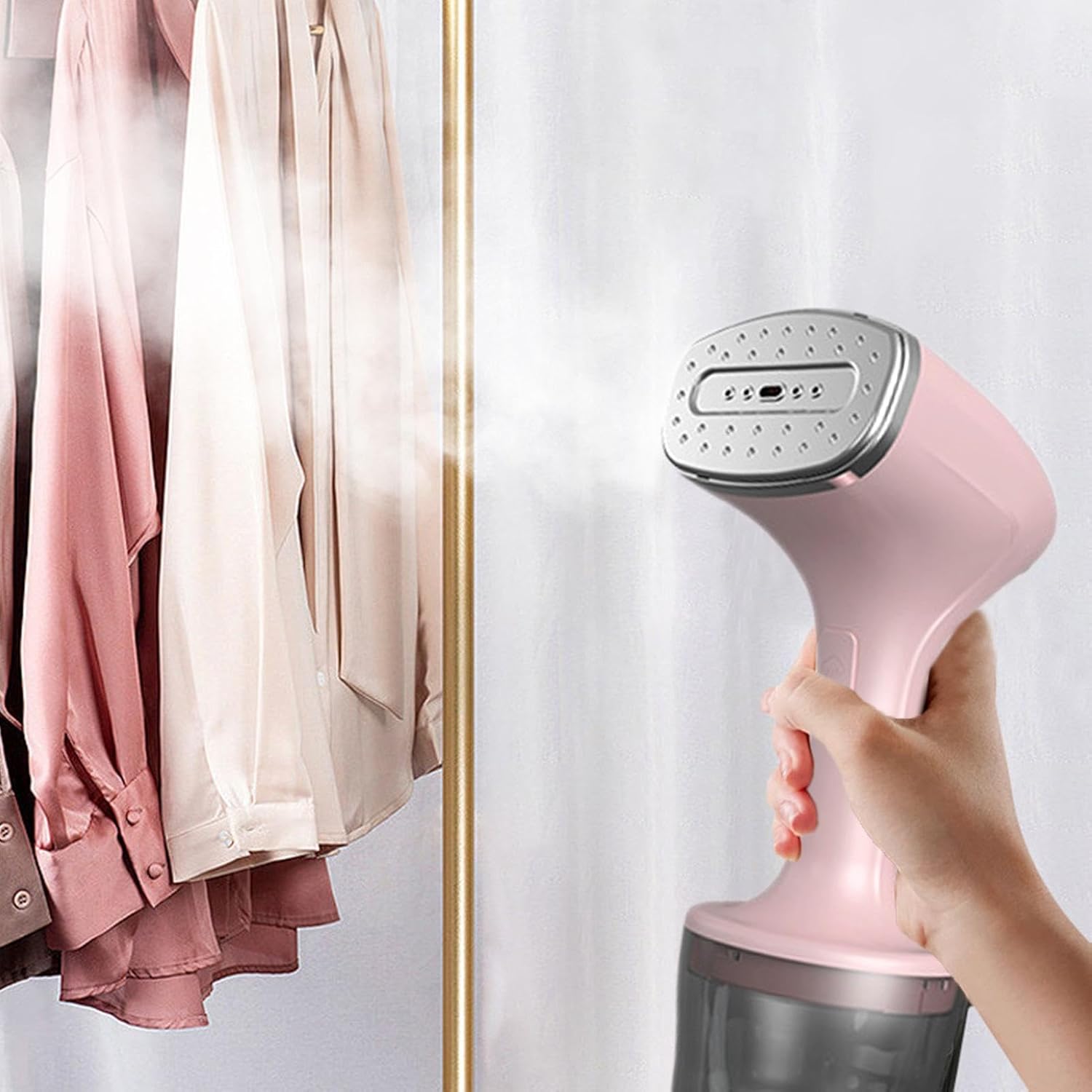 Hand Held Clothes Steamer - 260ml Big Capacity, Auto-Off Safety Feature, Strong Penetrating Steam, Removes Deep, Lightweight Travel Design | Home Use Steam Ironing, Quick Garment Refreshing