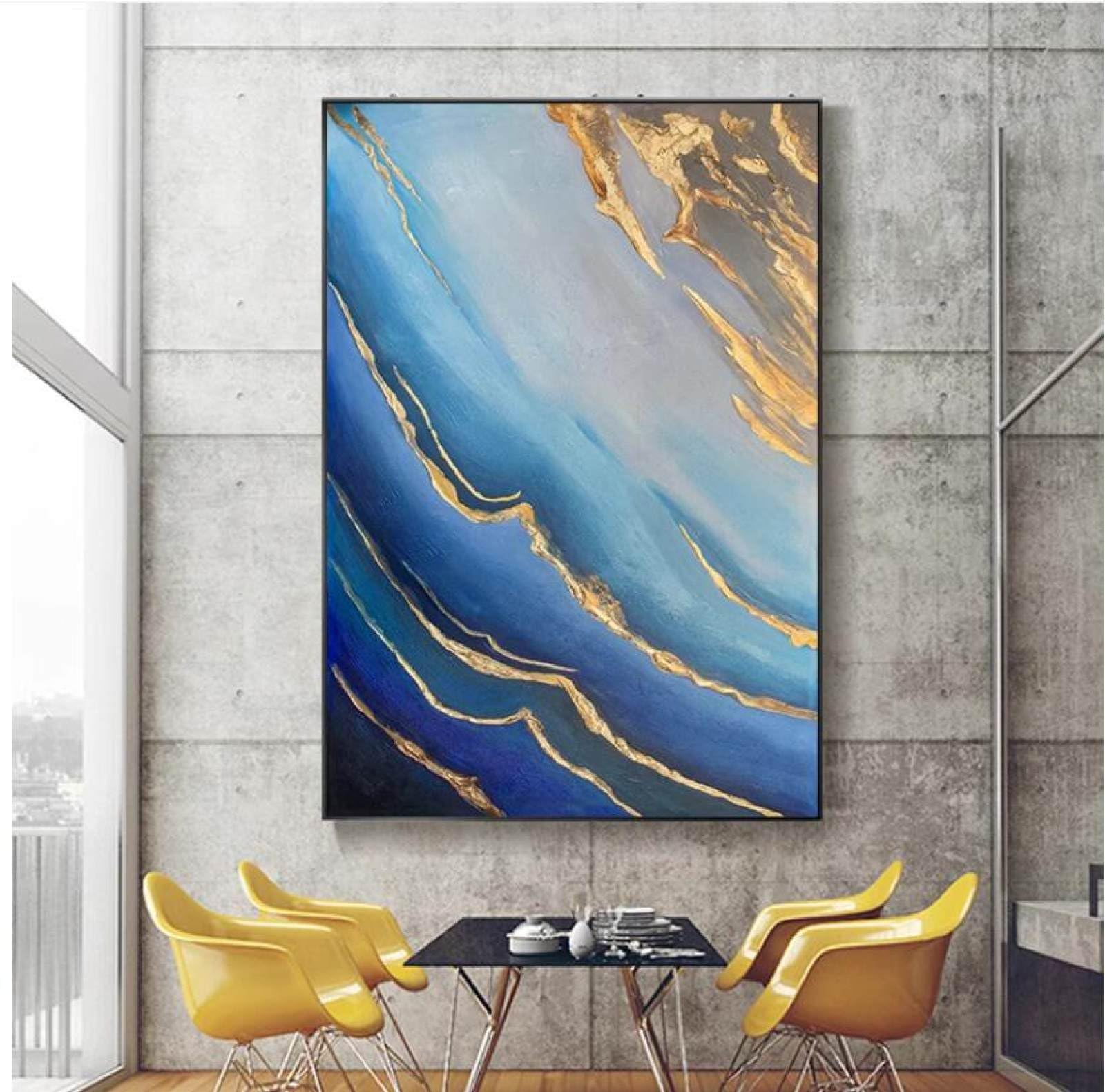 Peintures sur toile d'art bleu or pour créer une atmosphère unique et chaleureuse chez soi