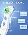 Femometer No-Touch Forehead Thermometer, Fast Infrared Temp 3-Color Indicator for Kids & Adults (White