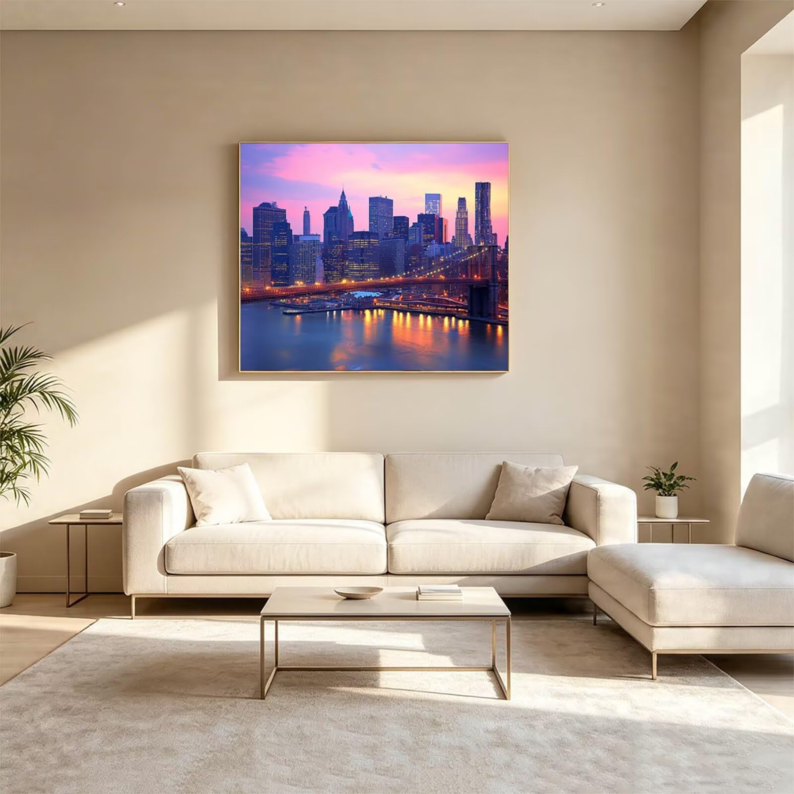 Malen Nach Zahlen Erwachsene New York Leinwand 70x95cm ZSHS-2358 | Diy Set Erwachsene mit Acrylfarben Set Pinselset Farbenfrohe Leinwand Stadt für Deko Wohnzimmer Geschenke für Frauen