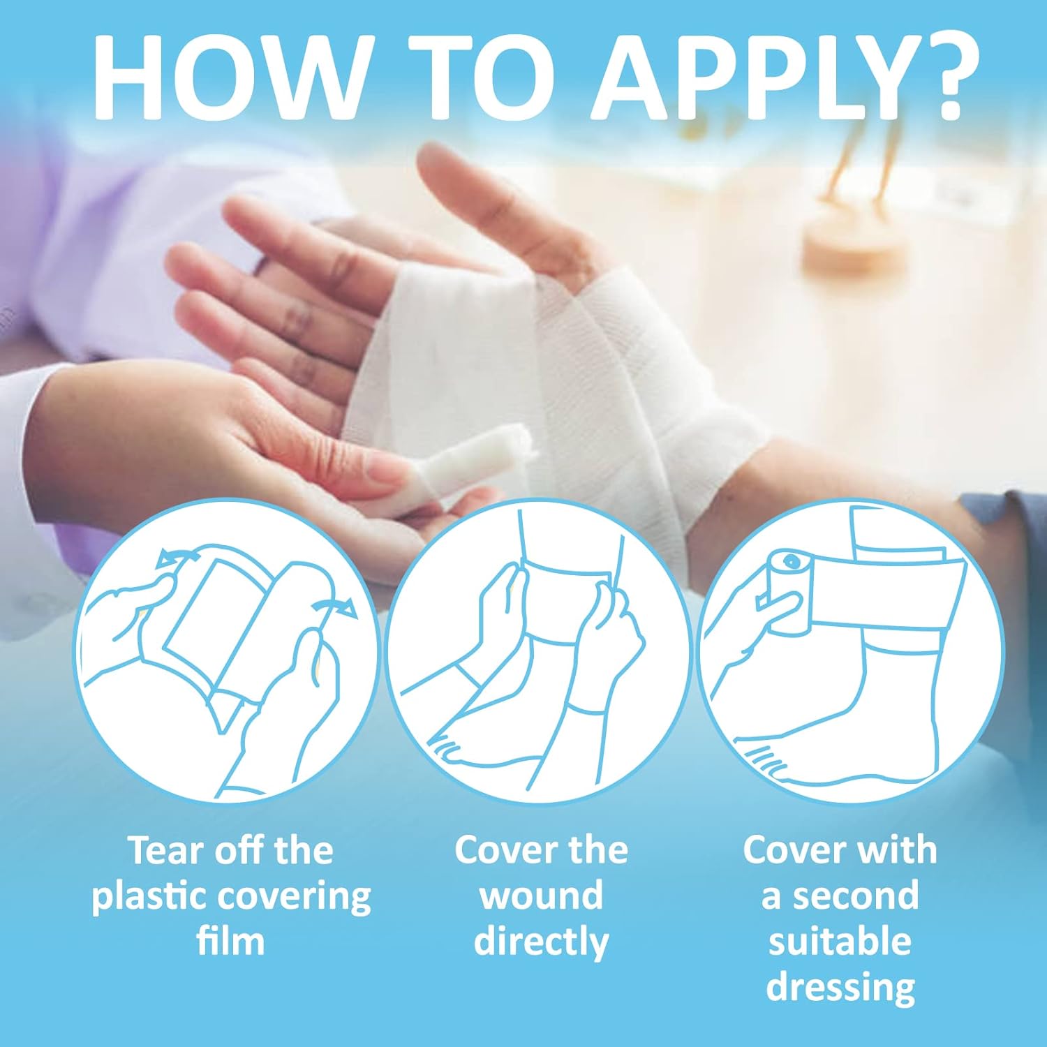 Dr. Med Honey Gauze Dressing, 2" x 2" (10 PCS/Box) Honey Medical Bandage Wound Care Patch for Minor Abrasions, Cuts, Lacerations, Scald and Burns for Wound Healing, Chemical and Drug Free