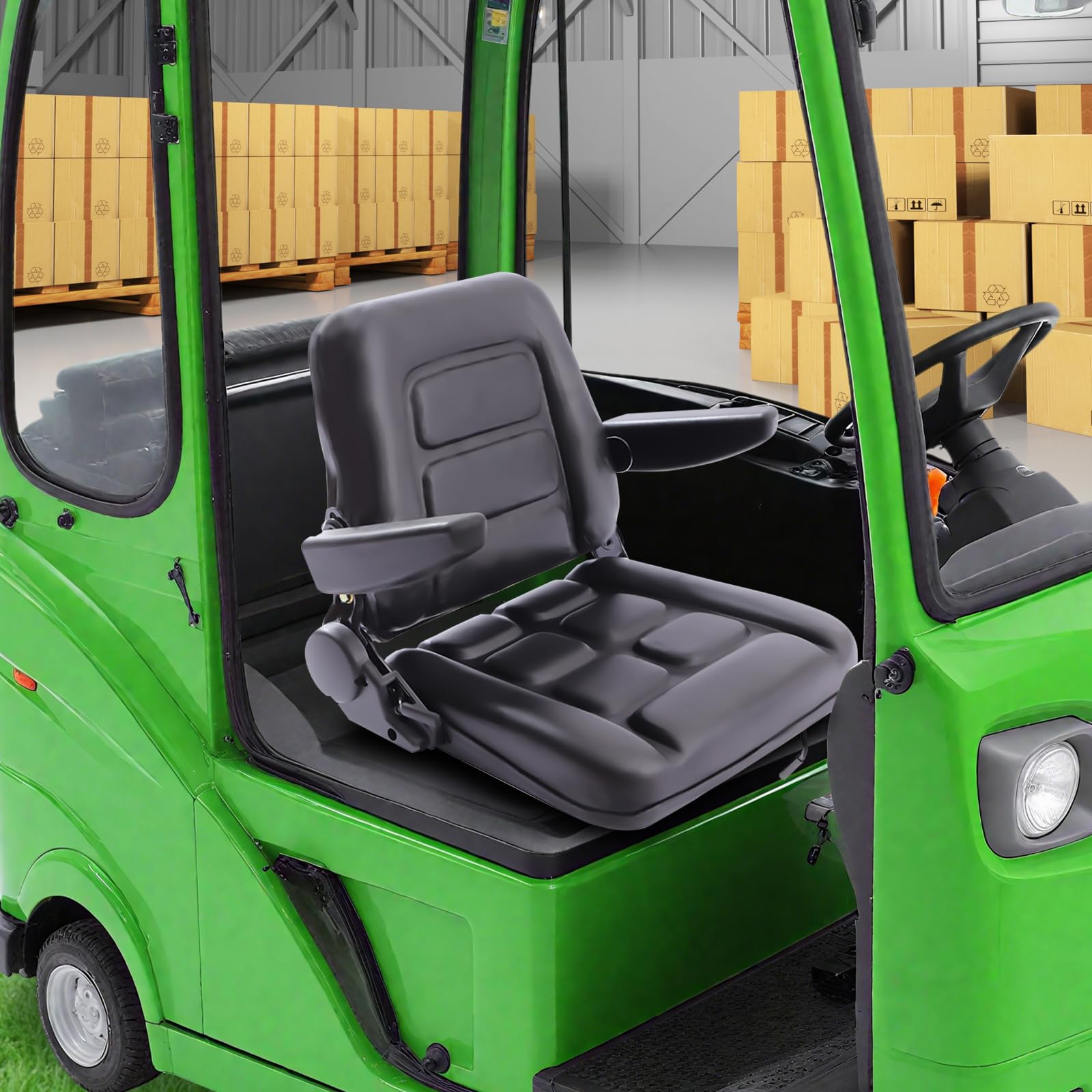48x42x50cm Universal Traktorsitz verstellbarer Rückenlehne Traktor Schleppersitz Traktor Fahrersitz sitz aus PVC-Kunstleder und Polyurethanschaum,Hohe Elastizität Schwerlastsitz für Bagger, Rasenmäher