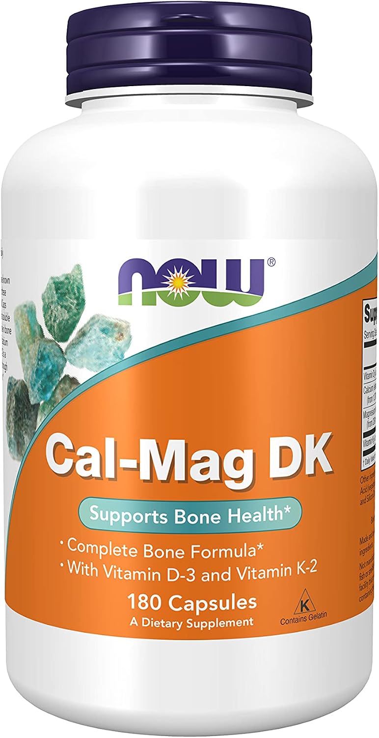 NOW Supplements, Cal-Mag DK with Vitamin D-3 and Vitamin K-2, Supports Bone Health*, 180 Capsules