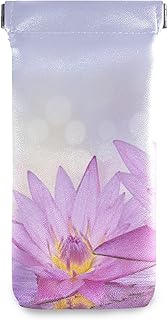 Squeeze Top Sunglasses Pouch Eyeglass Cases PU Leather Soft Anti-Scratch Eyeglass Holder (Purple Lotus)