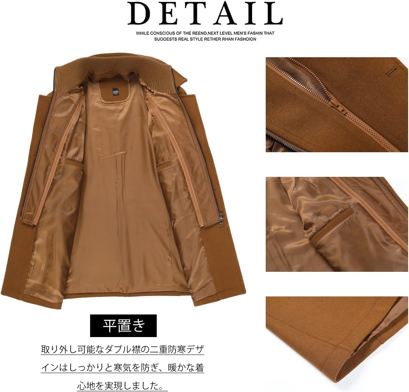 [GmrvaMen] ジャケット メンズ ウールジャケット ハーフ丈 メルトンコート ウール混紡 ダブル襟 ビジネス カジュアル 紳士服 通勤 厚手 アウター 秋 冬 冬服 防寒 防風 おしゃれ