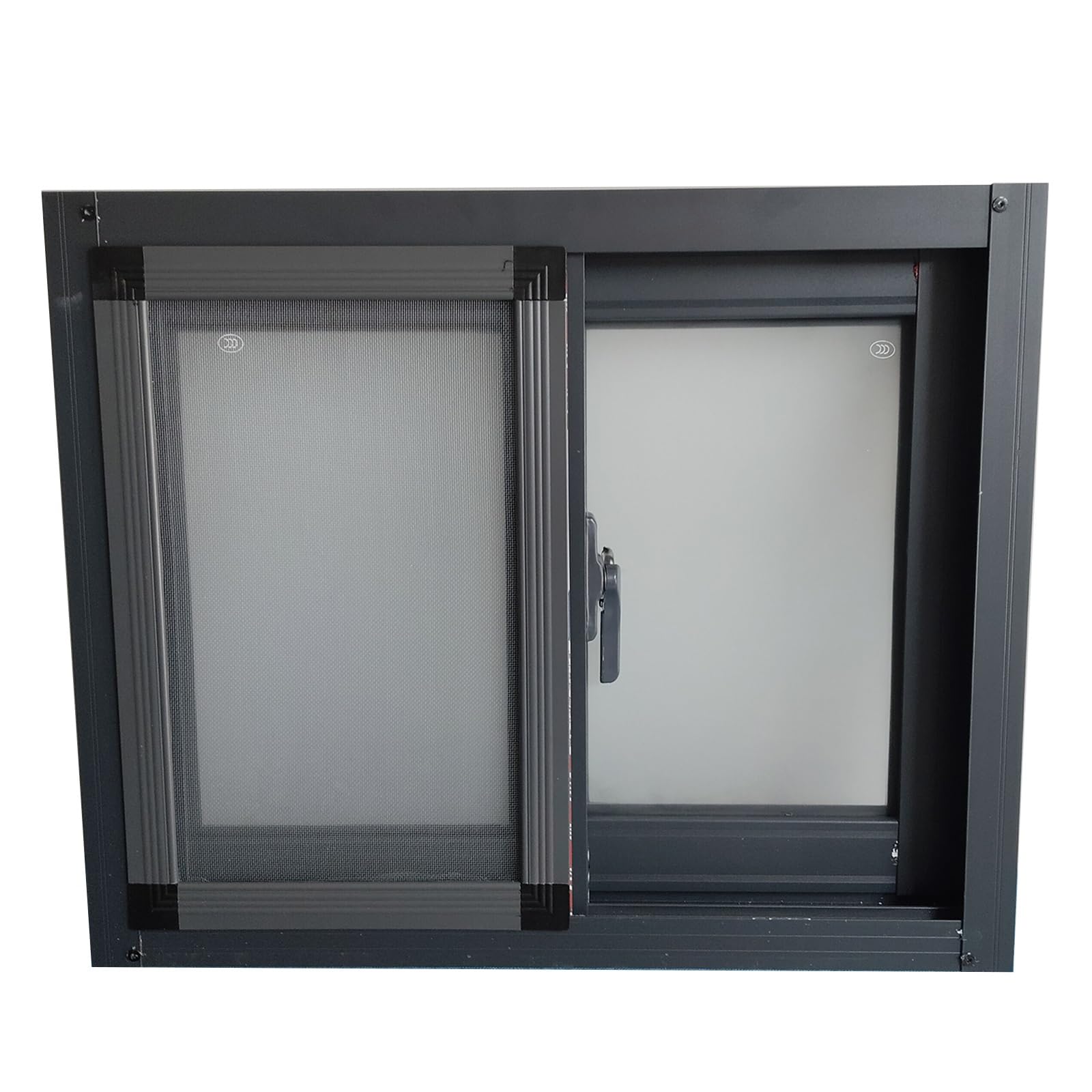 THNSAWX Basement Window with Screen, Aluminum Sliding Window, Shed Windows with Tempered Glass, for Household, Barns, Living Room, Apartment, Bathroom(Gray,H60xW60cm/H23.6xW23.6in)