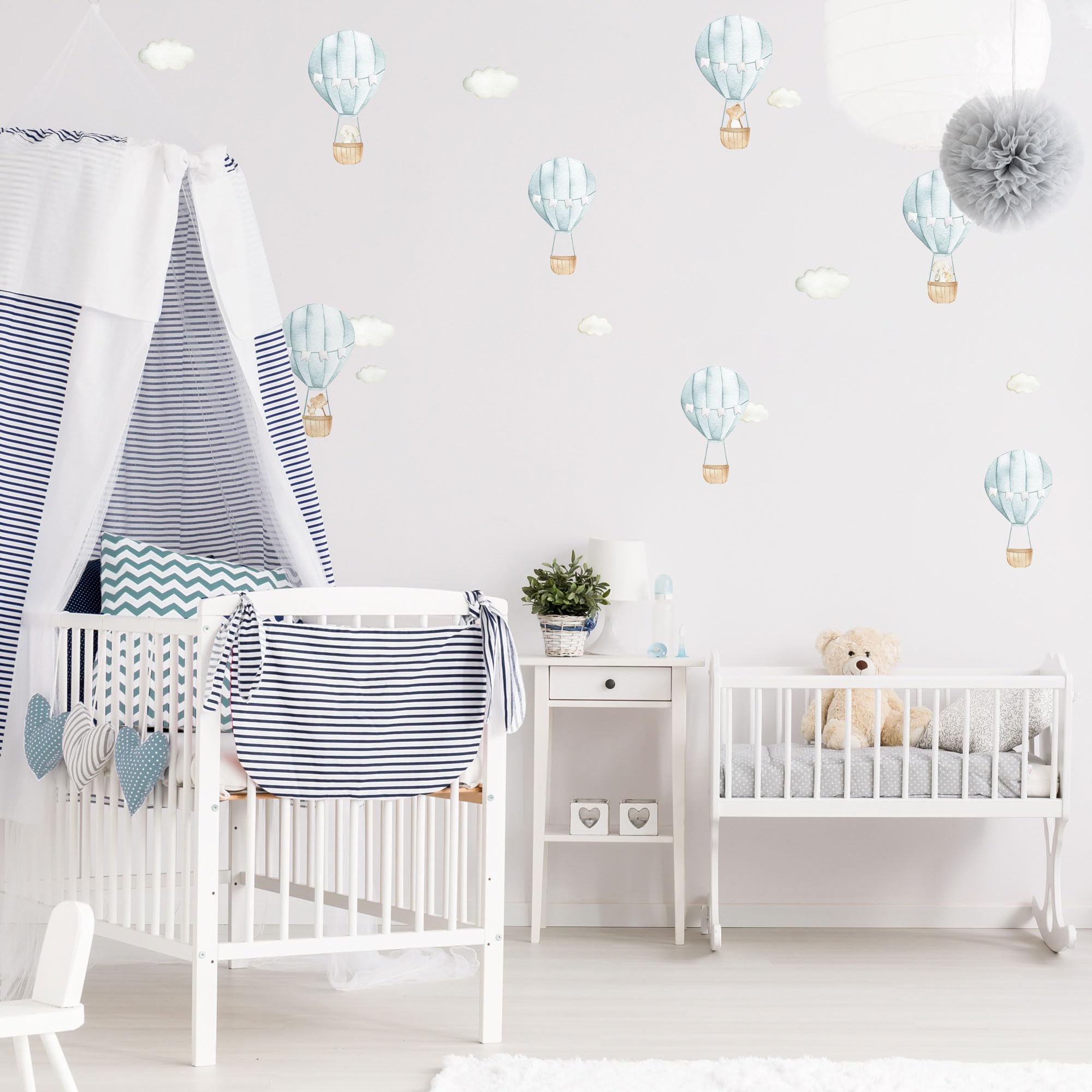 Stickerscape Blue Hot Air Balloons Wall Sticker Pack Children's Bedroom Nursery Playroom Décor Self-Adhesive Removable from B&Q