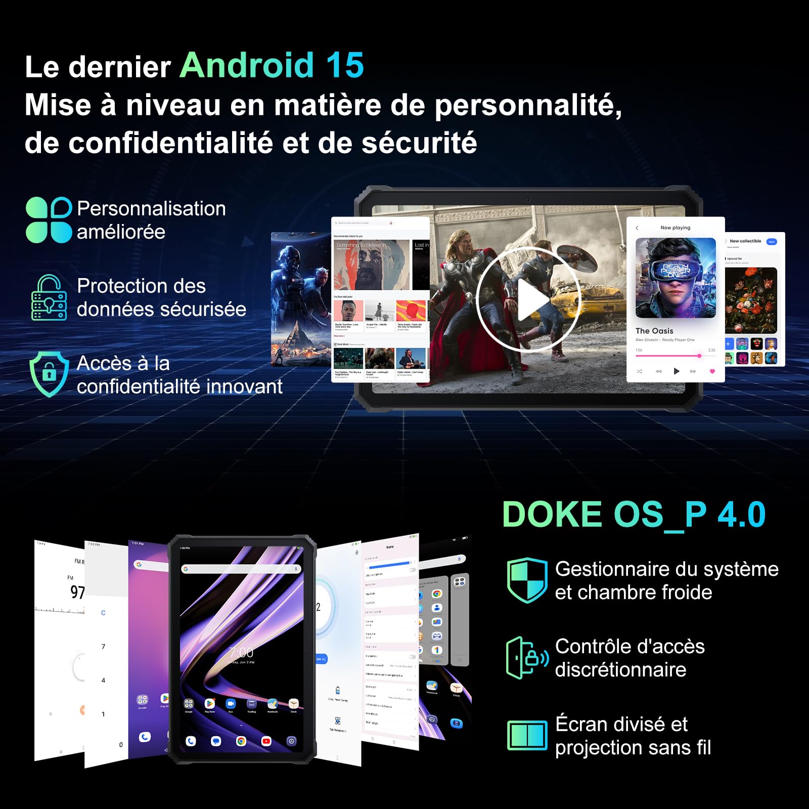 Blackview Tablette Incassable Active 8 Pro, 16Go RAM + 256Go ROM, Tablette Robuste 10 Pouces, 22000mAh Tablette Tactile Android 13, 48 MP avec ArcSoft Caméra, Double SIM 4G/5G WiFi/NFC/GPS/OTG/IP69K