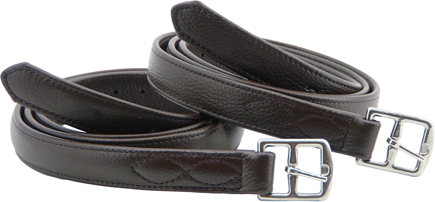 Stirrup Leathers for English Saddle | Non-Stretch English Stirrup Leathers with Strong Nylon Core for Equestrian Riding (Coffee 54"/135cm)