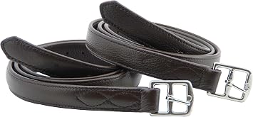 Stirrup Leathers for English Saddle | Non-Stretch English Stirrup Leathers with Strong Nylon Core for Equestrian Riding Coffee 54"/135cm
